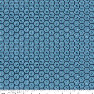 Sunshine and Dandelions by Riley Blake - 1/2 yard Dots Hexis Blue