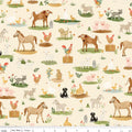 Lil' Farm Friends by Kelsey Carlson for Riley Blake - 1/2 yard Animals on the Farm Cream