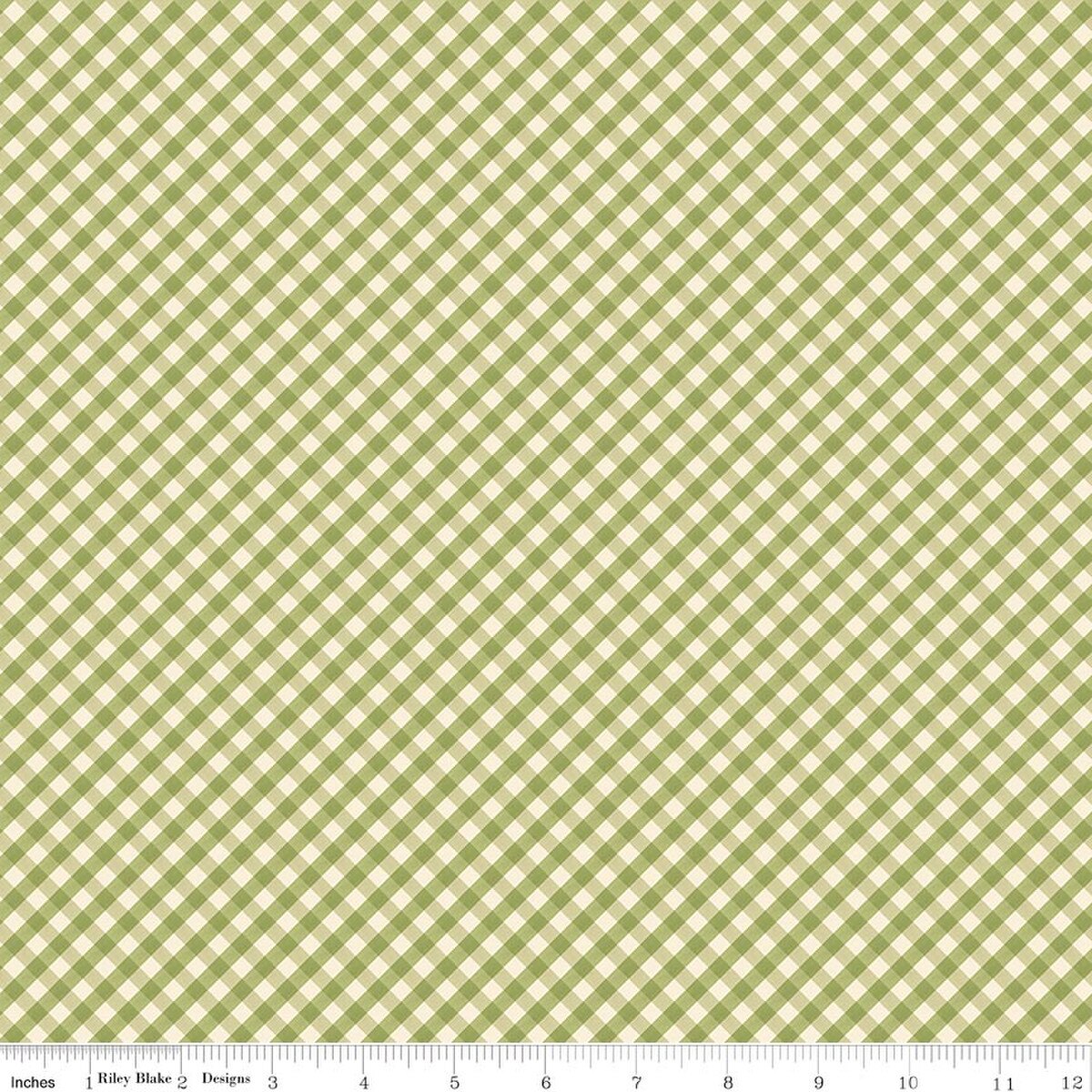 Lil' Farm Friends by Kelsey Carlson for Riley Blake - 1/2 yard Gingham Green