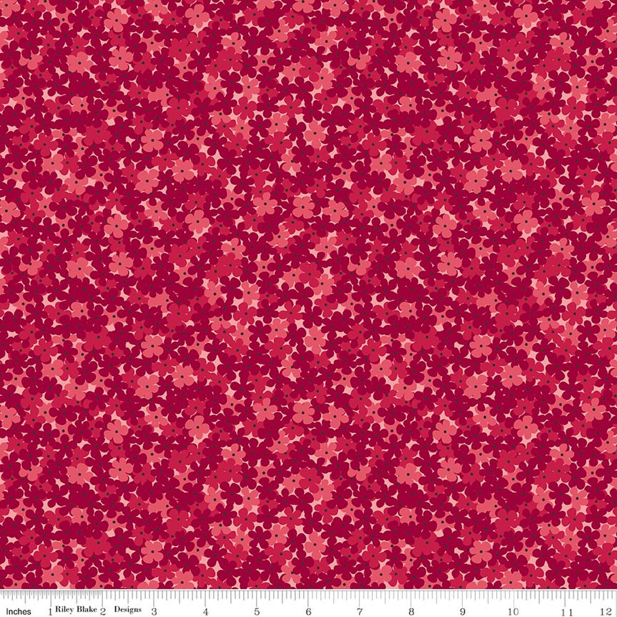 Foxglove by Jill Finley for Riley Blake - 1/2 yard Hydrangea Dahlia Red
