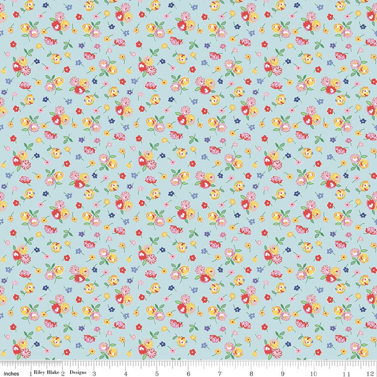 Dear Sweethearts by American Jane for Riley Blake - 1/2 yard Calico Blue
