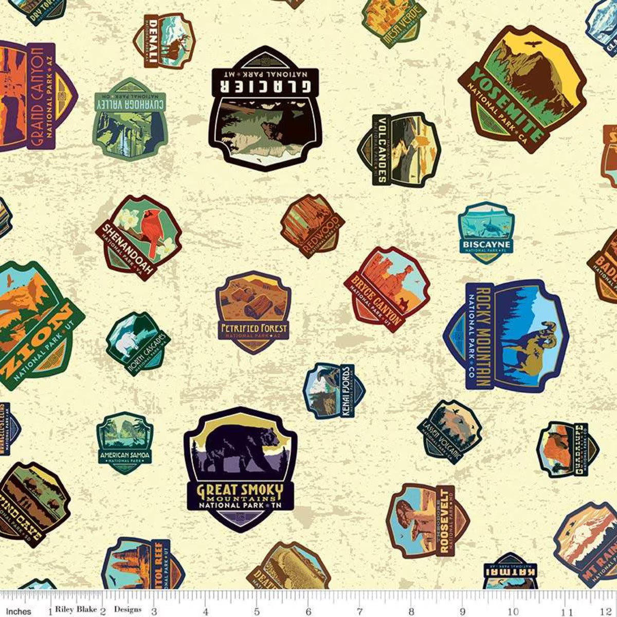 National Parks by Anderson Design Group for Riley Blake - 1/2 yard Patches Cream