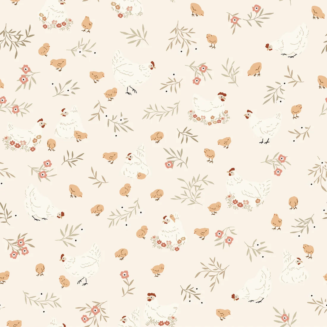 Primrose & Parsley by Poppie Cotton - 1/2 yard Nesting Beige