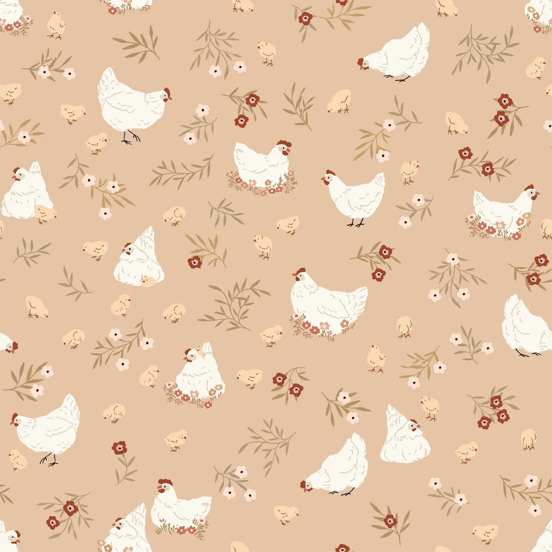 Primrose & Parsley by Poppie Cotton - 1/2 yard Nesting Caramel