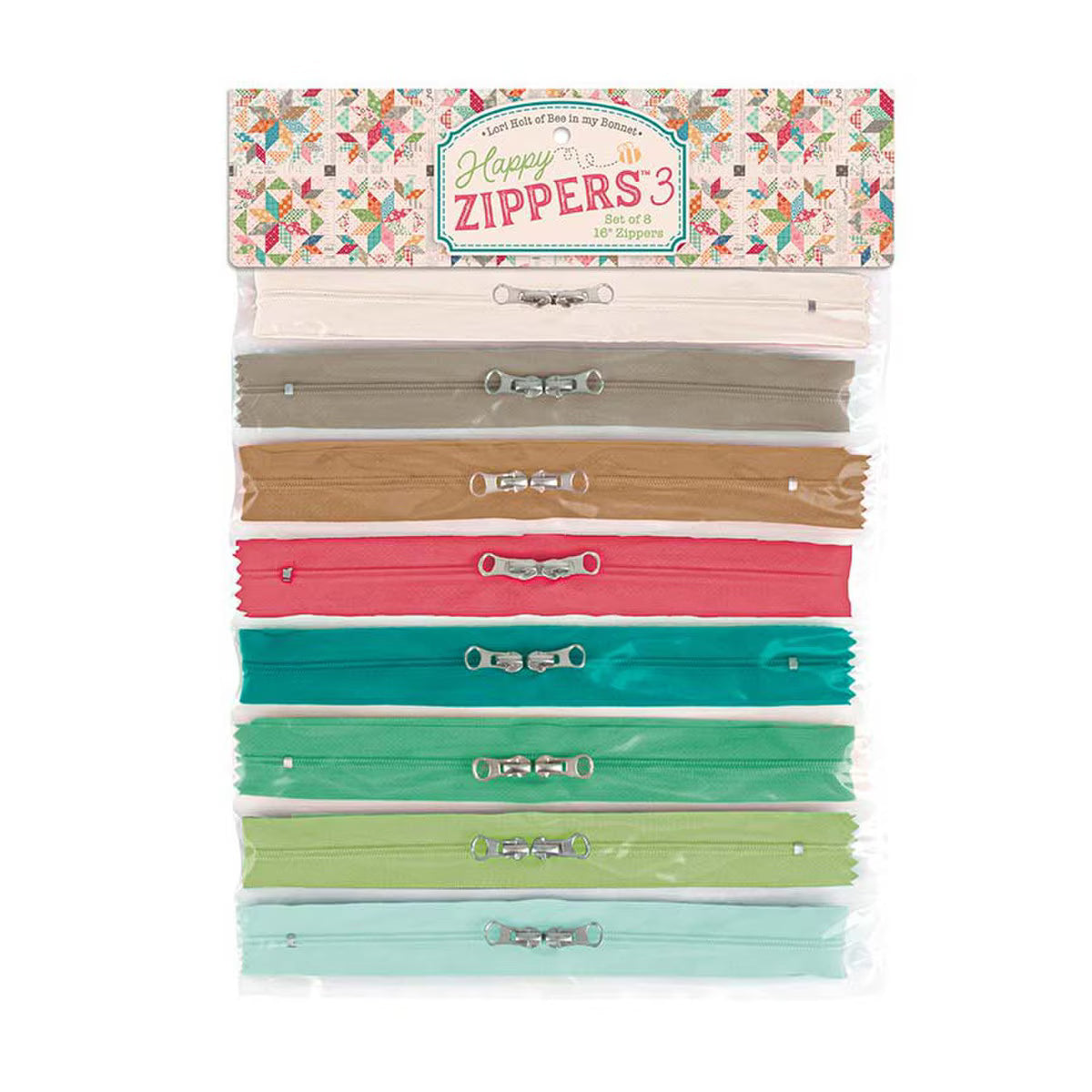 Happy Zippers 3 - 8 Assorted Colors - The Happy Zippers by Lori Holt
